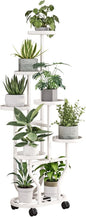 Plant Stand with Wheels 6 Tier Metal Flower Shelf for Indoor Outdoor Corner Multiple Plants Holder Rack for Bedroom Living Room Garden Balcony Yard White (White, 6 Tier)