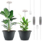2 Pack 11 Inch Plant Pots with LED Grow Lights,Grey Indoor Flower Pots with Full Spectrum Dimmable Grow Lights,Drainage Holes & Plug,Soil Moisture Meter Included