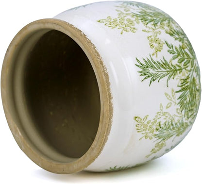 Flower Pot,Vintage Ceramic Pot for Planter with Drainage Holes, 6.29 inch Ice Crack Glazed Indoor Planters Pot for Indoor,Tucan Home Decor,Gardening Gifts (French Country)