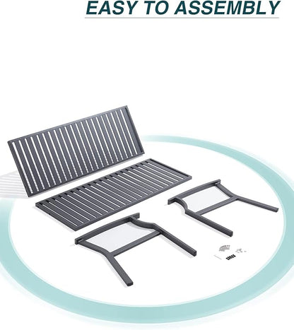 52" Outdoor Bench Garden Bench, Weatherproof Anti-Rust Heavy-Duty Outside Benches Clearance, Aluminum Metal Bench for Front Porch, Patio, Park (Dark Grey,1 PCS)