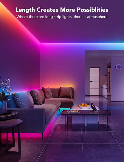 Govee RGBIC LED Strip Lights, 65.6ft Smart LED Lights for Bedroom, Bluetooth LED Strip Lights APP Control, DIY Multiple Colors on One Line, Color Changing LED Lights for Home Decor, 2 Rolls of 32.8ft