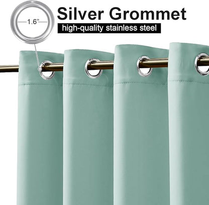 NICETOWN 2 Panels Weighted Outdoor Curtains 95 inch Long, Stainless Grommet Top & Bottom, Waterproof & Windproof Thermal Insulated Sun Blocking Privacy Curtains for Gazebo/Pergola, Aqua Blue, 52" W