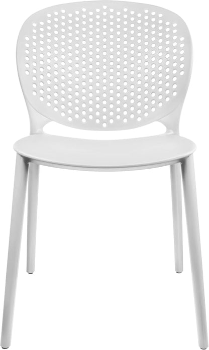 Patio Dining Chairs, Set of 2 White Stackable Plastic Chairs