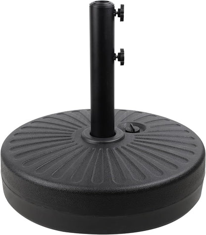 50LBS Round Umbrella Base Water Filled with Steel Umbrella Holder, Heavy Duty Fillable Umbrella Base Stand for Outdoor, Patio, Lawn, Garden (Black) (Stripes)