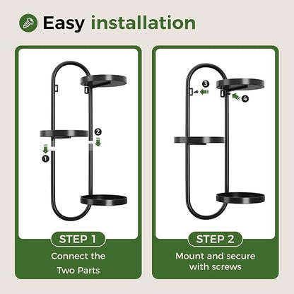 Wall Plant Holder 3 Tier Window Plant Shelves Metal Plant Wall Hanger for Indoor Plants Hanging Small Wall Shelf Living Room Balcony Black