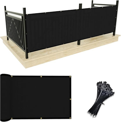 UPGRADE Privacy Screen 3' x 10' Fence Commercial Shade Cover with Brass Grommets Heavy Duty Perfect for Outdoor Back Yard, Black, Customizable