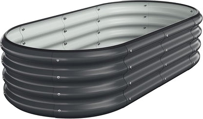 Galvanized Metal Raised Garden Bed Kit for Lightweight Planter Boxes Outdoor with Easy Assembly,4x2x1ft Oval Large Galvanized Gardening Raised Bed for Vegetables, Fruits, Flower,Black