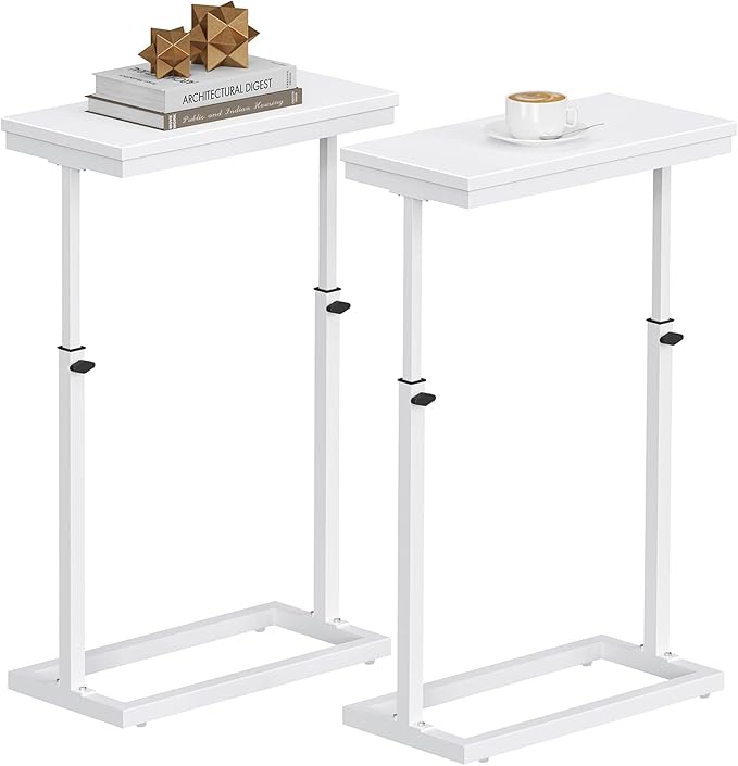 TUTOTAK End Table, Side Table, Tall Couch Table, Sofa Table, Living Room, Bedroom, White TB01BW0832