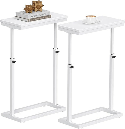 TUTOTAK End Table, Side Table, Tall Couch Table, Sofa Table, Living Room, Bedroom, White TB01BW0832