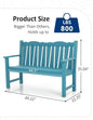 Outdoor Bench, Lake Blue HIPS Poly Lumber, 800 lb Capacity