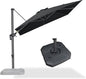 PURPLE LEAF 8 Feet Square Cantilever Umbrella Patio Umbrella with Base Outdoor Umbrella Aluminum Offset with 360-degree Rotation for Garden Deck Pool Patio Black