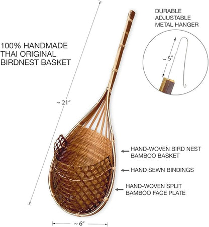 Handmade 100% Thai Bamboo Super Sanctuary Hanging Orchid Basket - 6 Inch Set of 2
