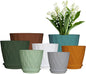 7/6.5/6/5.5/5/4.5/4 inch Plastic Plant Pots, 7 Pack Flower Planter for Indoor Outdoor Plant, Planters with Drainage Holes and Trays (Colorful)