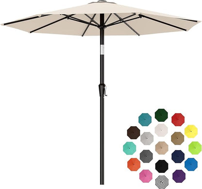 AreShark 9 FT Patio Umbrella for Outdoor, Outdoor Table Umbrella with Push Button Tilt and Crank, Outdoor Patio Umbrellas with 8 Sturdy Ribs for Market, Garden, Pool (Cream-white)