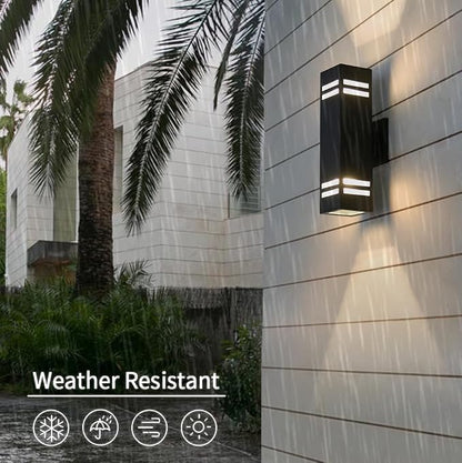 Wall Light Sconce, Black Aluminum Outdoor Fixture with Frosted Glass
