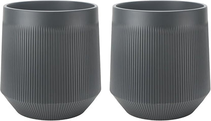 Plant Pots，Set of 2 Plastic Large Pots for Indoor Plants,Flower Pots Outdoor Planters with Drainage Hole and Seamless Saucer,(Gray 12Inches)