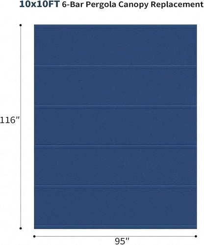 10' X 10' Pergola Shade Cover for Outdoor Retractable Durable Fabric Canopy Replacement Top Only, Sun Shade for Outside (Blue)
