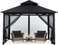 MASTERCANOPY Outdoor Garden Gazebo for Patios with Stable Steel Frame and Netting Walls (9x9,Black)