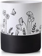 Nihow Self Watering Plant Pot: 6 Inch Ceramic Planter with Drainage Hole & Water Storage Plus for Indoor & Outdoor Plants - Cylinder Round Flower Pot for Succulent/Herbs/Violets -White
