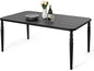 NUU GARDEN Weather-Resistant Outdoor 61” x 37” Rectangle Metal Dining Table with Umbrella Hole, Powder-Coated Frame, Slatted Tabletop, for Patio, Garden, Backyard and Balcony, Black