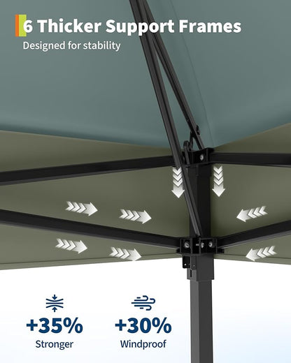 Canopy Tent 12x12 ft, Pop Up Gazebo One-Push Setup with 4 SandBags for Backyard Parties and BBQs, Mosquito Netting & Height Adjustable - Green