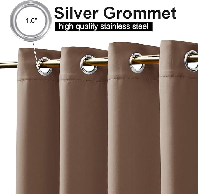 NICETOWN Waterproof Outdoor Curtain Rustproof Fixed Grommet Top and Bottom, Blackout Thermal Insulated Vertical Drape Heavy Weight Wind Break Drapery for Patio, W52 x L120, 1 Piece, Tan-Khaki