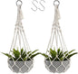 Artilady Macrame Plant Hanger Large Hanging Planter for Indoor Plants Holder White Cotton Rope Hanging Plant Basket Handmade Outdoor Window Boho Plant Wall Decor (White Macrame-2pcs)