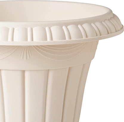 Arcadia Garden Products PL20BG Classic Traditional Plastic Urn Planter Indoor/Outdoor, 10" x 12", Beige
