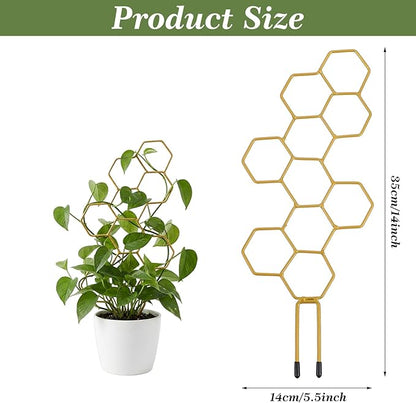 Small Trellis for Potted Plants, 14 Inch Indoor Trellis for Climbing Plants Honeycomb Shape Metal Plant Trellis for Pots Plant Climbing Support for Flower Hoya Pothos Houseplants