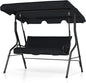 Tangkula 3 Person Porch Swing, Patio Swing with Removable Cushion & Powder-Coated Steel Frame, Outdoor Swing with Canopy for Porch, Backyard, Garden, Balcony (Black)