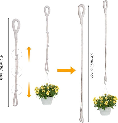 SUMERSHA 6 Pack Adjustable Macrame Plant Hanger Extenders Rope Handmade Woven Hanging Plant Basket Extension for Indoor Outdoor Plant Pot Holder (Style 2, 6)