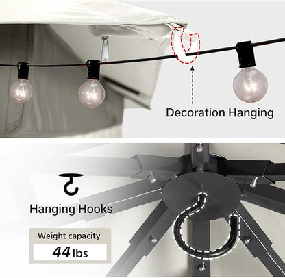 LAUSAINT HOME Semi-Permanent Outdoor Patio Gazebo 10'x13', Heavy Duty Party Tent Shelter with Double Roofs, Mosquito Nettings and Privacy Screens for Backyard, Garden, Lawn, Cream White
