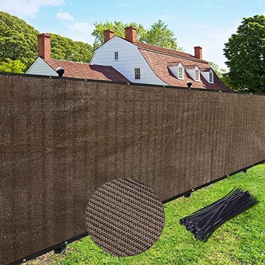 UPGRADE Privacy Fence Screen 4'x32' Brown Outdoor 90% Visibility Blockage 170 GSM Mesh Shade Cover Panels for Backyard,Balcony,Home Decoration with Zip Ties,Customized Avaliable