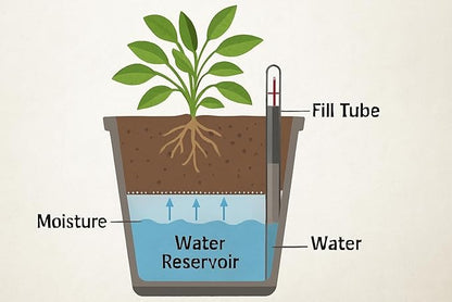 Self Watering Planter Pot with Upgraded Wick System – Modern Indoor Plant Pot with Visible Water Reservoir