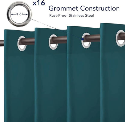 PureFit Outdoor Curtains for Patio Waterproof Weatherproof, UV Resistant Outside Curtains for Gazebo, Front Porch, Pergola, Sun Blocking Privacy Curtain, 52W x 108L inch, 1 Panel, Teal