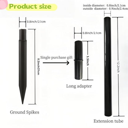8.25" Reinforced ABS Plastic Solar Ground Spikes - Durable Solar Light Replacement Stakes for Garden, Pathway, Deck, Camping, Christmas Lights (Fits 0.83" Inside Diameter) (Black-1 Pack)