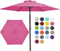 JEAREY 7.5FT Patio Umbrella Market Table Umbrella with 6 Sturdy Ribs, Push Button Tilt/Crank Outdoor Umbrella for Garden, Deck, Backyard, Pool and Beach,Rose Pink