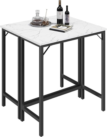 Narrow Bar Table, 63-Inch Pub Table for Dining Room, Counter Bar Tables with Sturdy Metal Frame, Connectable Bar Table, Multifunctional Console Table, Marble and Black BTHM1601