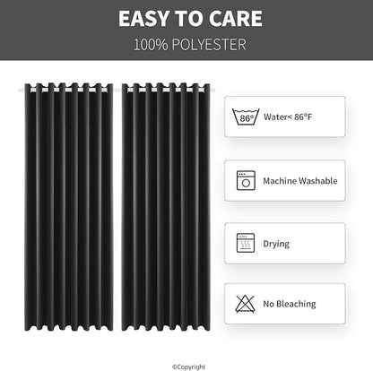 Outdoor Patio Curtain Waterproof Darkening Thermal Insulated Indoor Curtains for Bedroom, Porch, Living Room, Pergola, Cabana, W105 x L120 Extra Wide Room Divider, Dark Gray, Set of 2 Panels
