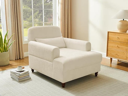 Chaise Lounge Chair Indoor with Adjustable Backrest, Oversized Accent Armchair for Living Room & Bedroom, Upholstered Mid-Century Reading Chair, Comfy Single Sofa Chair, Modern Living Room Chair