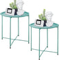 Garden 4 you End Table Set of 2, Outdoor Side Table, Small Patio Table Metal Side Table, Round Folding Side Table, for Outdoor and Living Room,Green