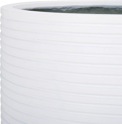 SAFAVIEH Outdoor Collection Nardo White Cement Ficonstone Planter Pot