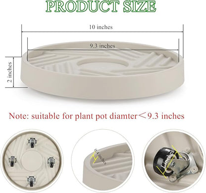 2 Pack Plant Caddy with Wheels, 10" Rolling Plant Stand 165 LBS Heavy Duty with Hidden 360 ° Rotating Silent Wheel Wheels for Outdoor Indoor Large Plant Pots, Flower Pot, Patio