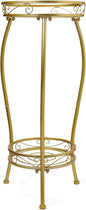Plant Stand Indoor Outdoor 2 Tier 27'' Tall Metal Potted Rack Flower Pot Stand Heavy Duty Rustproof Iron Multiple Plant Supports for Garden Balcony Patio (Golden)