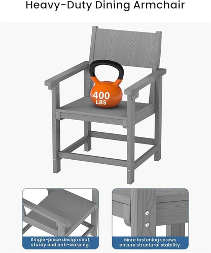 9-Piece Outdoor Dining Set, HDPE Weatherproof Patio Table and Chairs Set for 8, Outdoor Patio Furniture Sets with Umbrella Hole for Outside, Deck, Backyard, Garden (Grey)