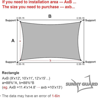 SUNNY GUARD Custom Size 15'x18' Rectangle Brown UV Block Sunshade for Backyard Yard Deck Patio Garden Outdoor Activities and Facility(Customized)