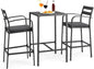 VINGLI 3-Piece Outdoor Bar Set, Aluminum Bar Height Table & 2 Chairs with Cushions, Outdoor Bistro Set for Patio, Backyard, Poolside, Garden(Gray)