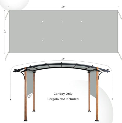 17x6.8 Ft Universal Pergola Replacement Canopy, Outdoor Canopy Shade Cover(Cover Only) (Gray)