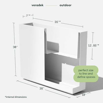 Veradek Span Plastic Box Series Planter - Tall Rectangular, White, All-Weather Resistant, Removable Insert Bucket, Modern Design, Indoor/Outdoor Use