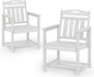 Patio Chairs Set of 2, HDPE Outdoor Dining Chairs with Wide Seat, All Weather Oversized Porch Chair for Garden, Backyard, Deck - White